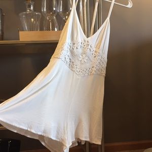 Forever 21 white romper with crochet embroidery